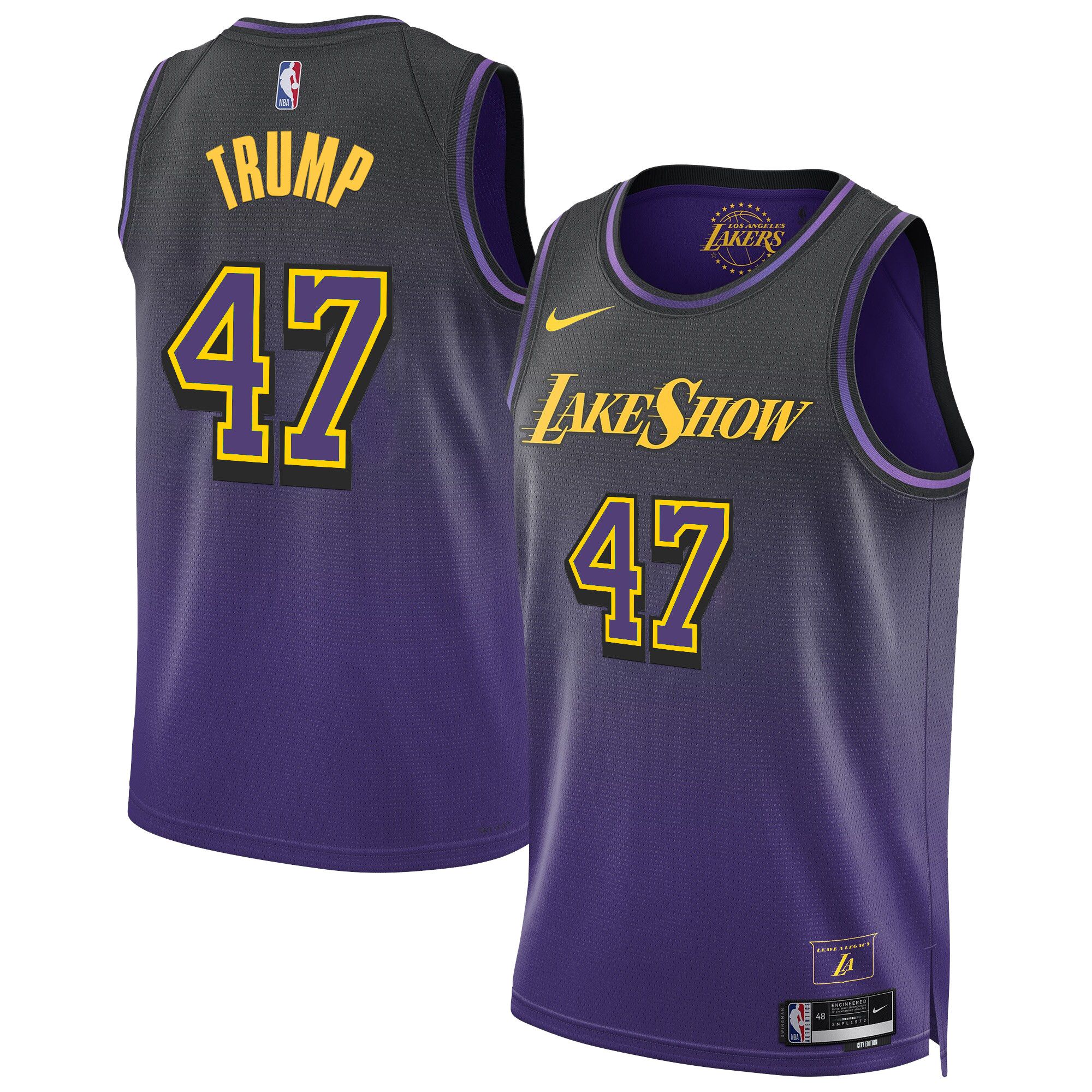 Men Los Angeles Lakers #47 Trump Purple 2025 Nike Swingman NBA Jersey->->NBA Jersey